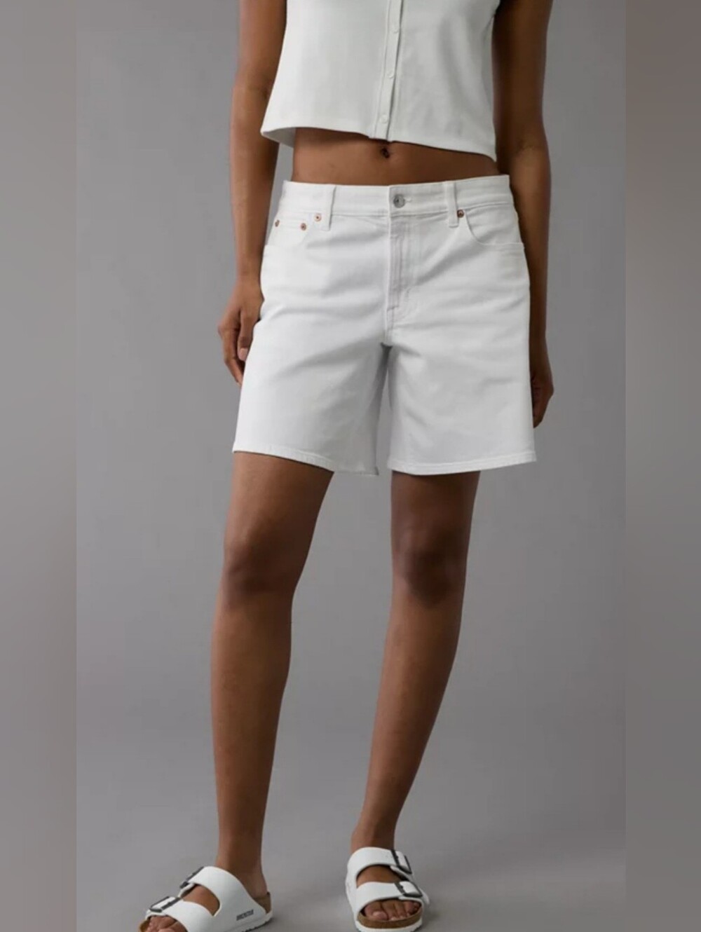 Low Rise Baggy Shorts American Eagle Bermuda Relaxed Lounge White Jeans Denims 6